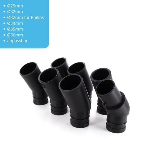 DL-pro Cepillo universal para aspiradora, juego con 7 acoplamientos en diferentes diámetros a partir de Ø29 mm hasta Ø36 mm, boquilla combinada, cepillo para aspiradora de suelo