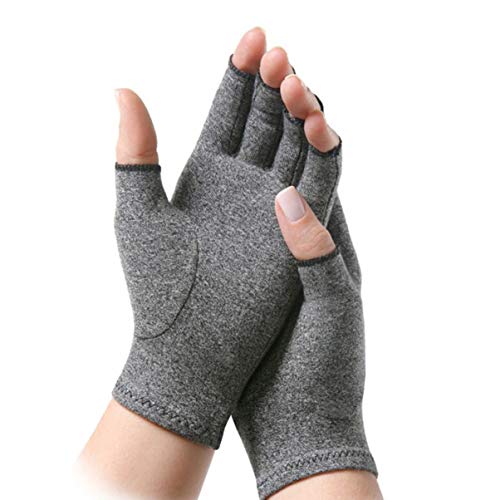 DOITOOL 1 par de guantes de compresión sin dedos para artritis, transpirables, ligeros, guantes de compresión de mano, para aliviar la artritis y el dolor para hombres y mujeres (L)