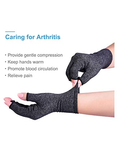 Donfri 2 pares de guantes de compresión para artritis sin dedos para alivio del dolor, para juegos y escritura para hombres y mujeres (M, gris)