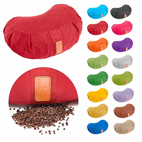 #DoYourYoga Cojín Zafu de Media Luna Ganesh con cáscara de espelta orgánica (KBA) Funda Lavable 100% algodón, 45 x 30 x 14 cm, meditación & Yoga - púrpura