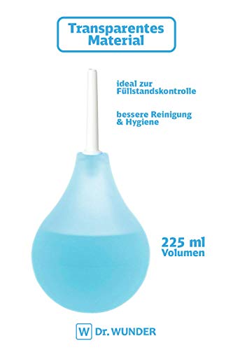 Dra. Wunder® Enema Bulbo de Silicona Premium 225ml: Versátil set de enema incl. 4 puntas y 1 tubo intestinal (40cm) | ducha/limpieza intestinal higiénica con agua, café o té | sin BPA