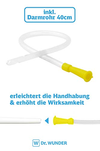 Dra. Wunder® Enema Bulbo de Silicona Premium 225ml: Versátil set de enema incl. 4 puntas y 1 tubo intestinal (40cm) | ducha/limpieza intestinal higiénica con agua, café o té | sin BPA