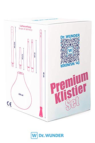 Dra. Wunder® Enema Bulbo de Silicona Premium 225ml: Versátil set de enema incl. 4 puntas y 1 tubo intestinal (40cm) | ducha/limpieza intestinal higiénica con agua, café o té | sin BPA