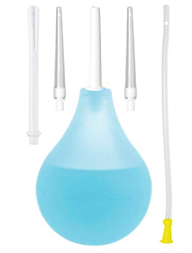 Dra. Wunder® Enema Bulbo de Silicona Premium 225ml: Versátil set de enema incl. 4 puntas y 1 tubo intestinal (40cm) | ducha/limpieza intestinal higiénica con agua, café o té | sin BPA