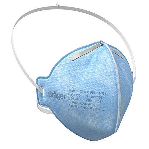 Dräger X-plore® 1720 C FFP2 respirador desechable fabricado en Francia | Juego de 5 mascarillas antipolvo para construcción, bricolaje y pintura