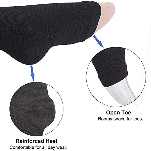 Dr.CURVY 3 Pares Calcetines Varices Cremallera Compresión Médica con Punta Abierta Mejor Soporte Media para Venas Varicosas Edema Hinchazón o Dolor en Las PiernasBlack-XXL