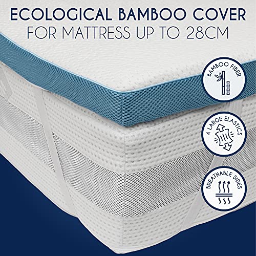 Dreamzie - Topper Colchón Viscoelástico 180 x 200 cm - 5 cm Espuma de Alta Densidad 45 kg/m3 Efecto Memoria Ergonómica - 4 Grande Esquinas 30cm - Certificación Oeko Tex