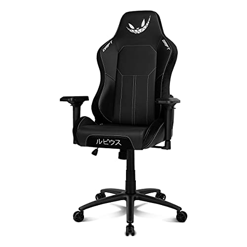 Drift DR250RU - Silla gaming oficial "ElRubius",mecanismo mariposa, respaldo reclinable, polipiel con acabados ante, reposabrazos 4D, cojín cervical y lumbar, negro/blanco