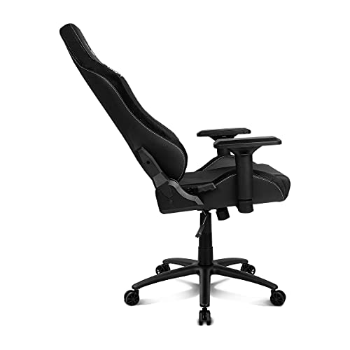 Drift DR250RU - Silla gaming oficial "ElRubius",mecanismo mariposa, respaldo reclinable, polipiel con acabados ante, reposabrazos 4D, cojín cervical y lumbar, negro/blanco