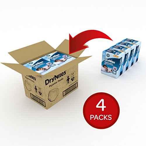 DryNites Calzoncillos absorbentes para Niño 3-5 años, 16-23 kg, 4 paquetes x 16 uds, 64 unidades