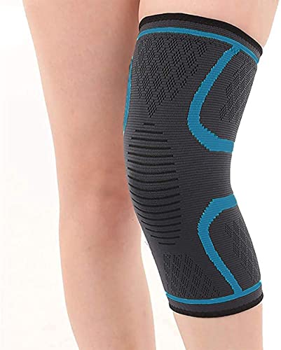 Ducomi KneeX - Rodillera de compresión para soporte de ligamentos, menisco, cruzados | 1 par | Banda elástica para la rodilla para hombre y mujer | Soporte ideal para voleibol, baloncesto (azul, XXL)