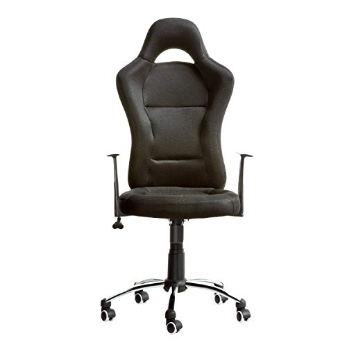 duehome Silla de Oficina Estilo Deportivo, Silla de Oficina, Silla Gaming, Modelo Formula, Color Negro, Medidas: 60,5 cm (Ancho) x 61,5 cm (Fondo) x 115-125 cm (Alto)