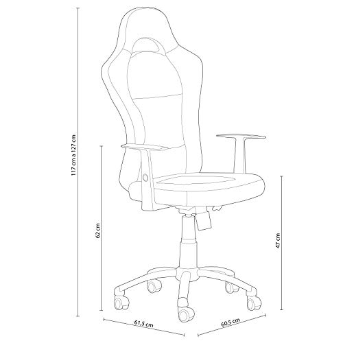 duehome Silla de Oficina Estilo Deportivo, Silla de Oficina, Silla Gaming, Modelo Formula, Color Negro, Medidas: 60,5 cm (Ancho) x 61,5 cm (Fondo) x 115-125 cm (Alto)