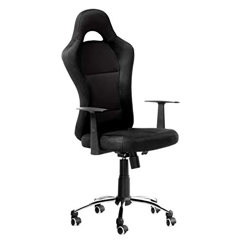 duehome Silla de Oficina Estilo Deportivo, Silla de Oficina, Silla Gaming, Modelo Formula, Color Negro, Medidas: 60,5 cm (Ancho) x 61,5 cm (Fondo) x 115-125 cm (Alto)