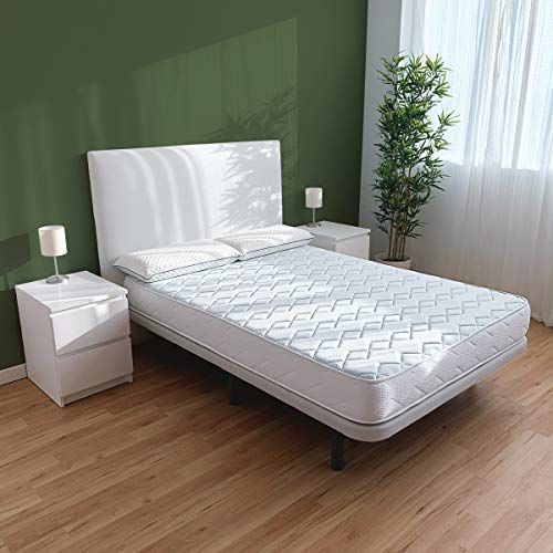 Duérmete Online Colchón Viscoelástico Sena Reversible | Firme y Confortable | Firmeza Media-Alta | Cara Invierno/Verano, Blanco, 135x190