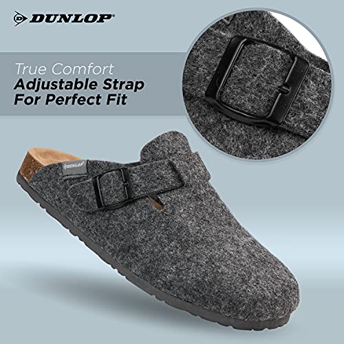 Dunlop Zapatillas para hombre para hombre, con parte trasera abierta, de fieltro, para interiores y exteriores, antideslizantes, tamaño 41-47 (Gris Oscuro, 42 EU, numeric_42)