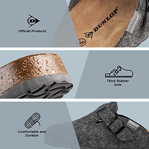 Dunlop Zapatillas para hombre para hombre, con parte trasera abierta, de fieltro, para interiores y exteriores, antideslizantes, tamaño 41-47 (Gris Oscuro, 42 EU, numeric_42)