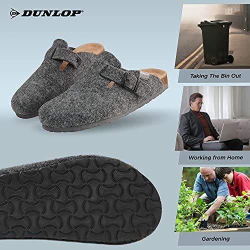 Dunlop Zapatillas para hombre para hombre, con parte trasera abierta, de fieltro, para interiores y exteriores, antideslizantes, tamaño 41-47 (Gris Oscuro, 42 EU, numeric_42)