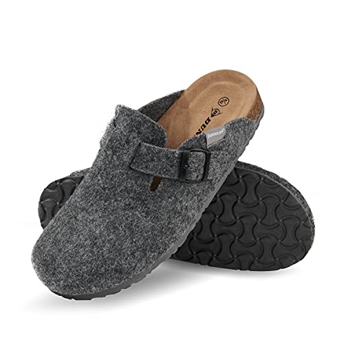 Dunlop Zapatillas para hombre para hombre, con parte trasera abierta, de fieltro, para interiores y exteriores, antideslizantes, tamaño 41-47 (Gris Oscuro, 42 EU, numeric_42)
