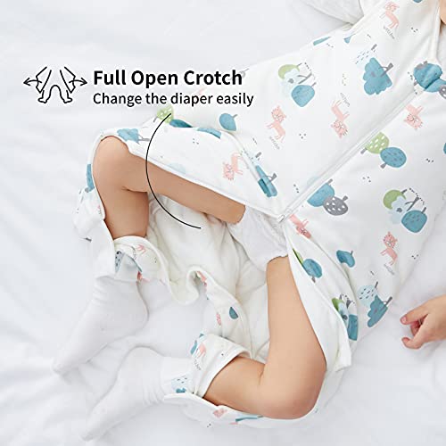 DuoMiaoMiao Saco de dormir para bebé con pies de 2,5 TOG, mantas 100% algodón para bebés, bolsa de dormir con piernas para bebé Walker