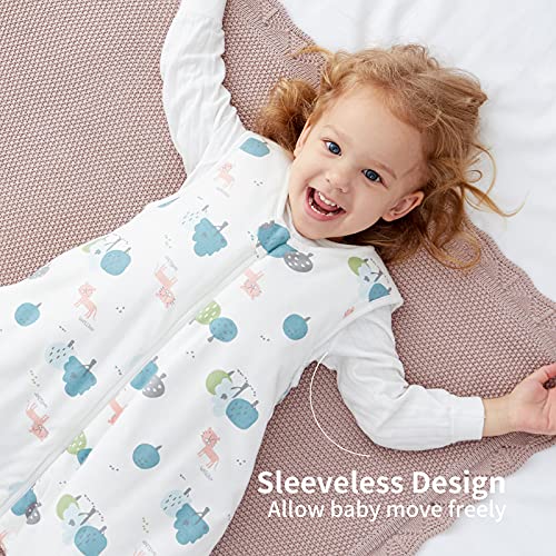 DuoMiaoMiao Saco de dormir para bebé con pies de 2,5 TOG, mantas 100% algodón para bebés, bolsa de dormir con piernas para bebé Walker