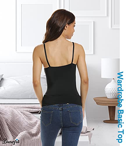 DUROFIT Top Camiseta de Contención Modeladora de Algodón Tank Estilo Clásico Camiseta Moldeadora Camiseta sin Mangas Verano Negro L