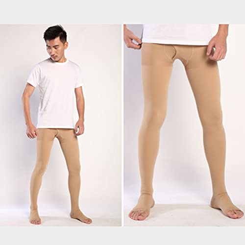 DXDUI Hombres Medias De Venas Varicosas Pantimedias Compresión Medias Elásticas Cómodas Mejoran Circulación Sanguínea para Recuperación Quirúrgica Mediana Edad Y Ancianos,Flesh,XL