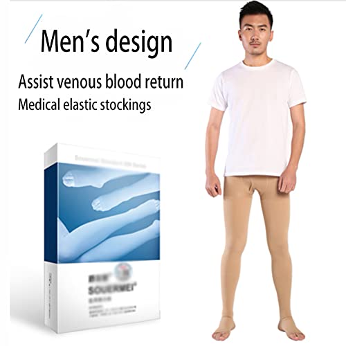 DXDUI Hombres Medias De Venas Varicosas Pantimedias Compresión Medias Elásticas Cómodas Mejoran Circulación Sanguínea para Recuperación Quirúrgica Mediana Edad Y Ancianos,Flesh,XL
