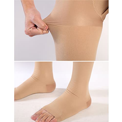 DXDUI Hombres Medias De Venas Varicosas Pantimedias Compresión Medias Elásticas Cómodas Mejoran Circulación Sanguínea para Recuperación Quirúrgica Mediana Edad Y Ancianos,Flesh,XL