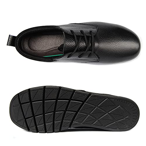 DXDUI Zapatos De Tacón Negativo Columna Lumbar para Hombres Mocasines Cómodos Transpirables Cuero Negro para Corrección Columna Lumbar Inclinación Anterior Pélvica Primavera Otoño,44
