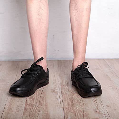 DXDUI Zapatos De Tacón Negativo Columna Lumbar para Hombres Mocasines Cómodos Transpirables Cuero Negro para Corrección Columna Lumbar Inclinación Anterior Pélvica Primavera Otoño,44
