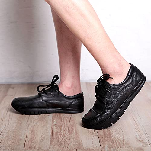 DXDUI Zapatos De Tacón Negativo Columna Lumbar para Hombres Mocasines Cómodos Transpirables Cuero Negro para Corrección Columna Lumbar Inclinación Anterior Pélvica Primavera Otoño,44