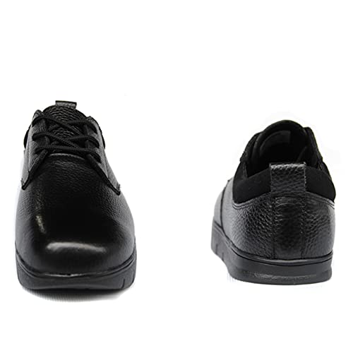 DXDUI Zapatos De Tacón Negativo Columna Lumbar para Hombres Mocasines Cómodos Transpirables Cuero Negro para Corrección Columna Lumbar Inclinación Anterior Pélvica Primavera Otoño,44