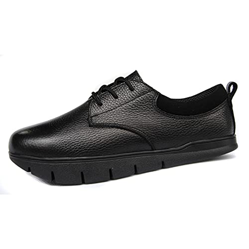 DXDUI Zapatos De Tacón Negativo Columna Lumbar para Hombres Mocasines Cómodos Transpirables Cuero Negro para Corrección Columna Lumbar Inclinación Anterior Pélvica Primavera Otoño,44