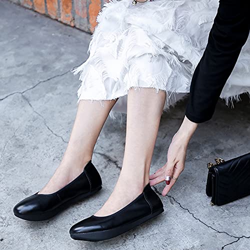 DXDUI Zapatos Ortopédicos Tacón Negativo Zapatillas De Cuero Suave Mocasines Cómodos Y Transpirables para Corrección Columna Lumbar Inclinación Anterior Pélvica,Negro,35