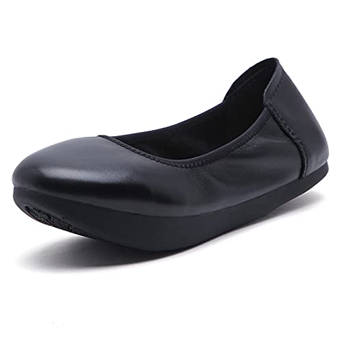 DXDUI Zapatos Ortopédicos Tacón Negativo Zapatillas De Cuero Suave Mocasines Cómodos Y Transpirables para Corrección Columna Lumbar Inclinación Anterior Pélvica,Negro,35
