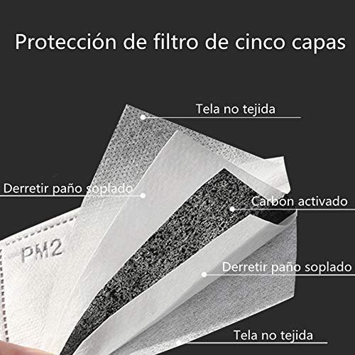 EAGLCT ES-Filters-EG-001 PM2.5 5 Filtro de carbón activado vertido, filtro de respiración intercambiable, 12 cm x 8cm, 50 piezas