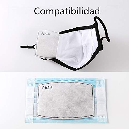 EAGLCT ES-Filters-EG-001 PM2.5 5 Filtro de carbón activado vertido, filtro de respiración intercambiable, 12 cm x 8cm, 50 piezas