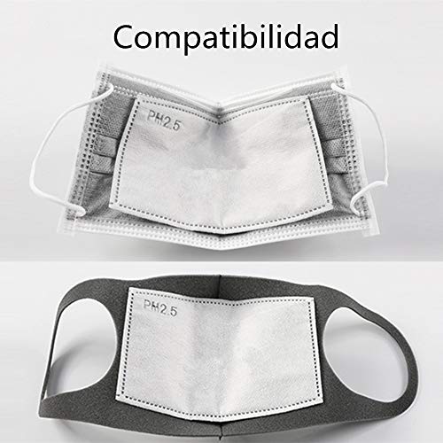 EAGLCT ES-Filters-EG-001 PM2.5 5 Filtro de carbón activado vertido, filtro de respiración intercambiable, 12 cm x 8cm, 50 piezas