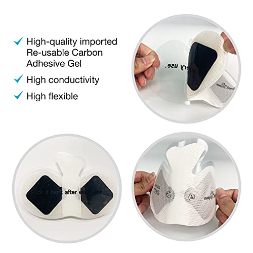Easy@Home Almohadillad de Electrodo de Carbono Auto Adhesivas para Equipo TENS Inalámbrico 4 Paquetes de Almohadillas Reutilizables 6,5" x 3" No Irritante Diseño