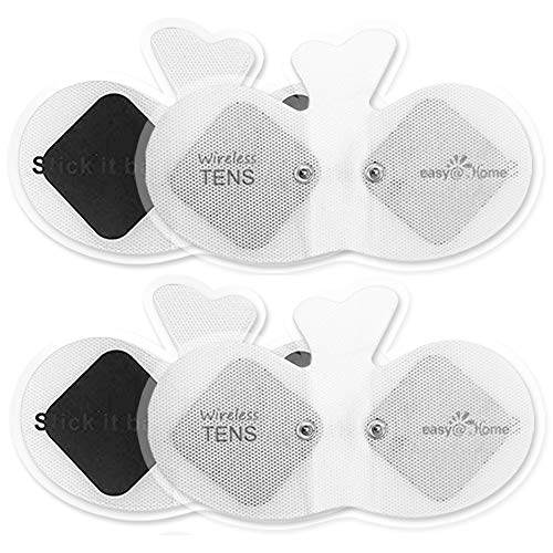 Easy@Home Almohadillad de Electrodo de Carbono Auto Adhesivas para Equipo TENS Inalámbrico 4 Paquetes de Almohadillas Reutilizables 6,5" x 3" No Irritante Diseño