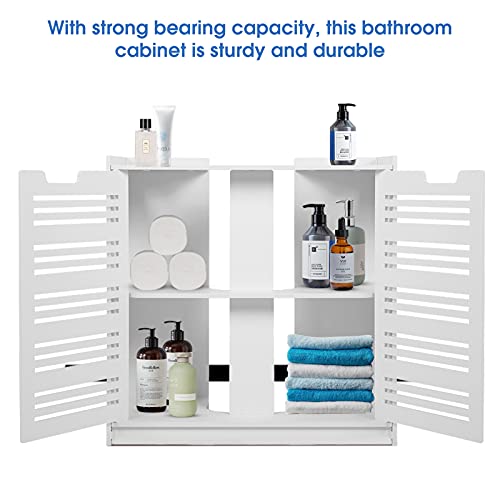 EBTOOLS - Armario de almacenaje Blanco para Cuarto de baño, Mueble bajo el Lavabo, Mueble de pie Impermeable con 2 Puertas de Fregadero, 60 x 30 x 60 cm