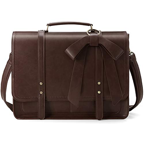 ECOSUSI Bolso Bandolera Cuero Vintage para Mujer con Bolsa de portátil con Lazo Desmontable 15.6 Pulgadas Bolso de Hombro para Mujer Portátiles Sencillo Moda