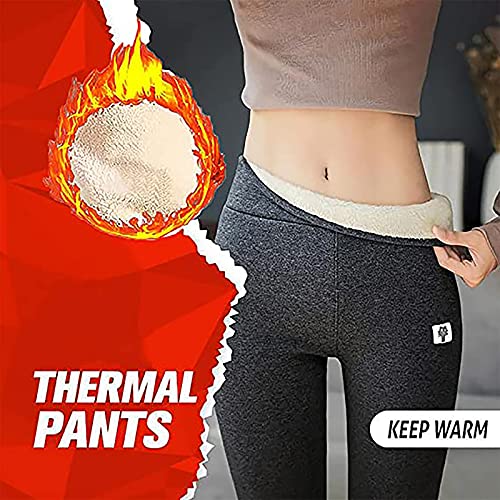 EIIUHIAHS Fleece Lined Warm Leggings,Thick Velvet Tights Thermal Pants,Winter Sherpa Fleece Lined Leggings For Women (Black,L)