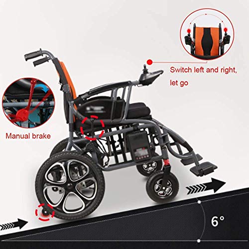 Electric Powered Folding Lightweight Ultra Portable Folding Power Wheelchair Weights Only 38 Kg Seat Width 45Cm/18 12Ah Lithium Battery Mobility Chair Motorized Wheelch
