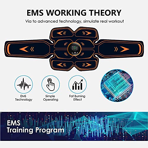 Electroestimulador Muscular, Abdominales Cinturón, Estimulador Muscular Abdominales, Masajeador Eléctrico Cinturón con USB Recargable, EMS Ejercitador del Abdomen/Brazo/Piernas/Cintura (Hombre/Mujer)