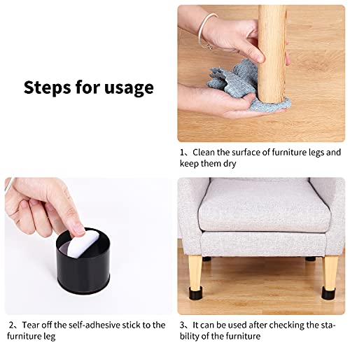 Elevadores de Muebles de Acero al Carbono, Elevador de Cama, Sofá , Armarios, Mesas y Silla, Altura de Elevación de 1,2", Almohadilla Inferior Autoadhesivo Protege Suelos o Pies de Mesas, Juego de 4