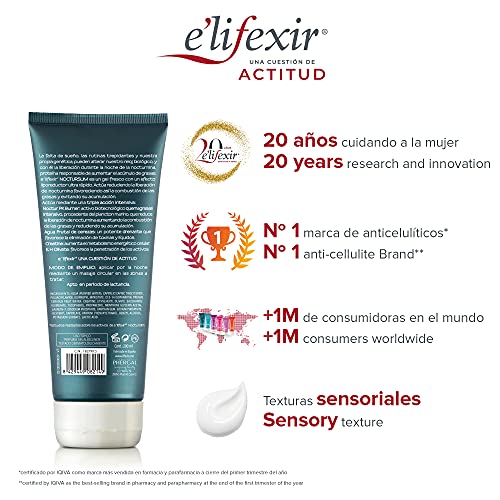 elifexir Nocturslim – Crema Quemagrasas Intensiva | Gel Reductor Lipoescultor Noche | Drenante, Anticelulítico y Reafirmante Potente | Frescor y Rápida Absorción. 200 ml