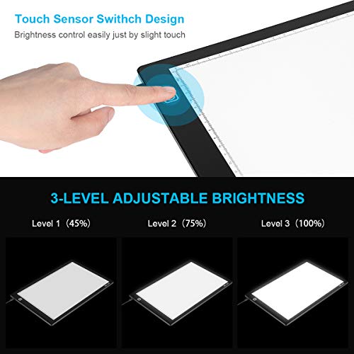 ELZO Mesa de Luz Dibujo A4, LED Tableta de Luz de Iluminación de la Caja de Alimentación Micro USB Ideal para Animacion Tatoo Dibuja Protege La Vista (A4 Nuevo)
