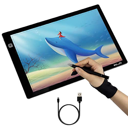 ELZO Mesa de Luz Dibujo A4, LED Tableta de Luz de Iluminación de la Caja de Alimentación Micro USB Ideal para Animacion Tatoo Dibuja Protege La Vista (A4 Nuevo)